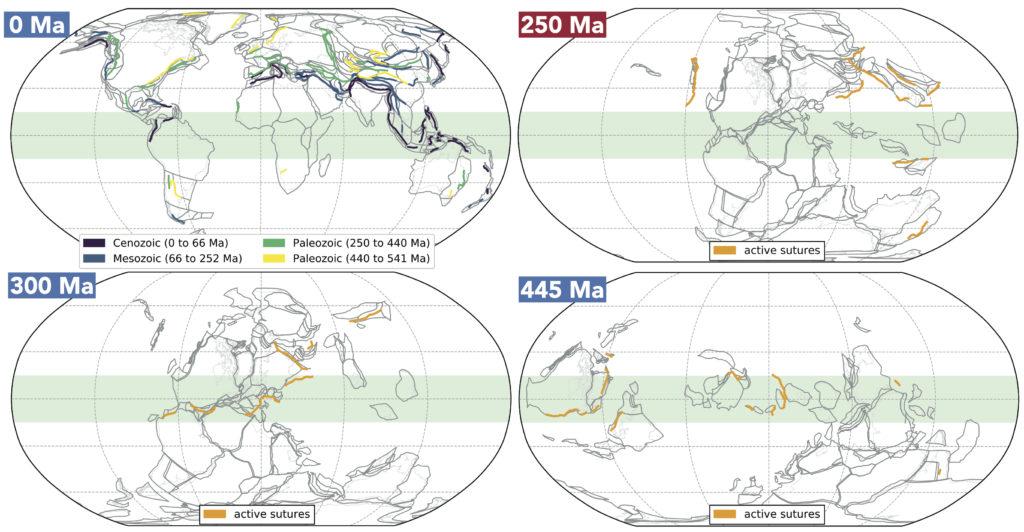 Phanerozoic arc continent collisions.